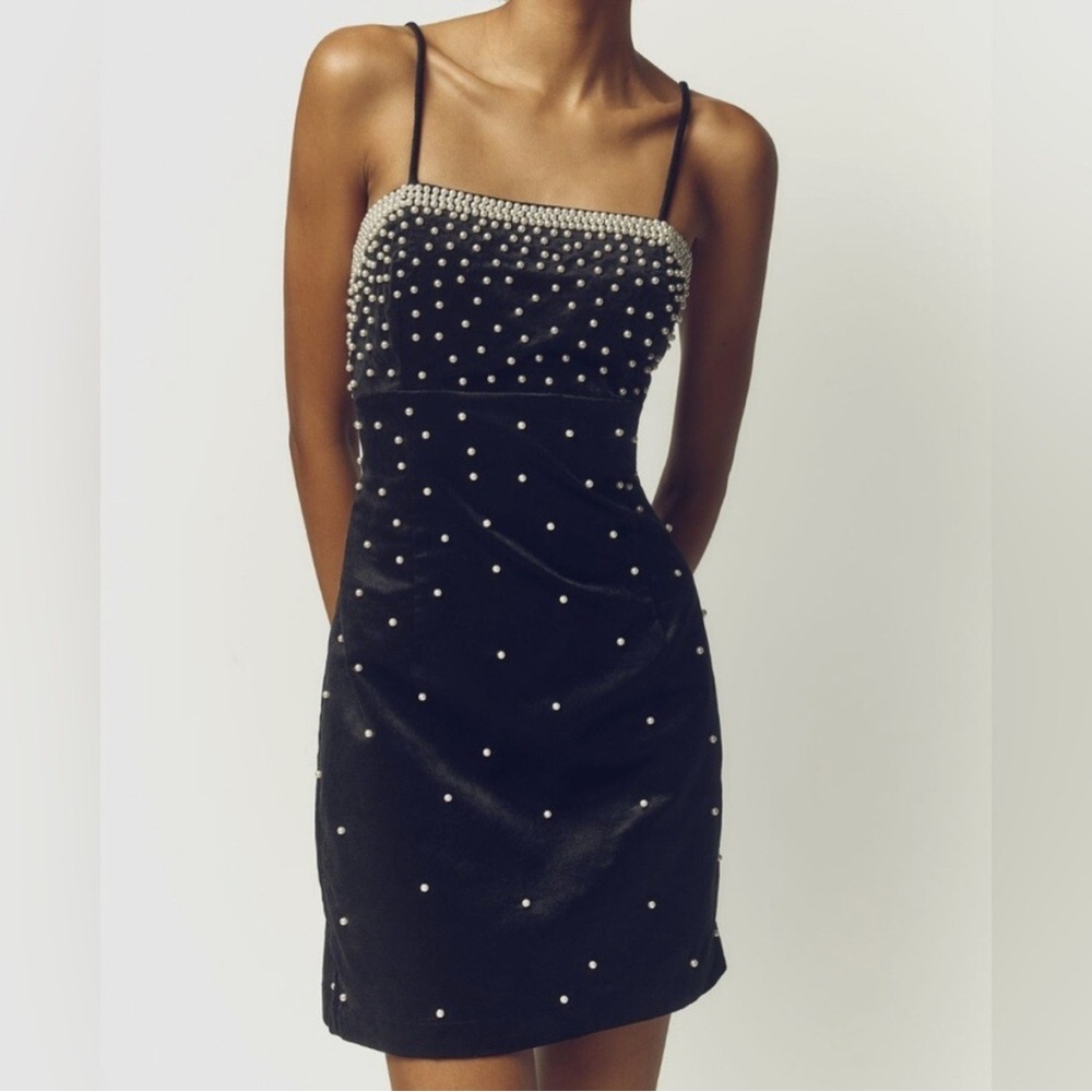 Elegant Black Pearl-Embellished Dress